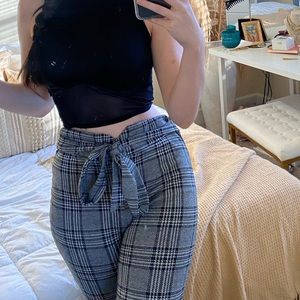 Fashion Nova Houndstooth Tie-Waist Trousers